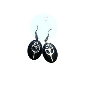 Raven Skull Cameo Gothic Dangle Earrings | Handmade